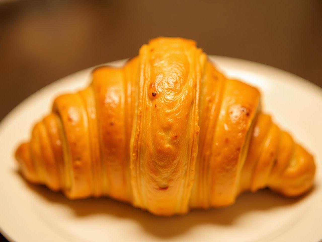 Croissant doré présentant le nouveau produit de la boulangerie